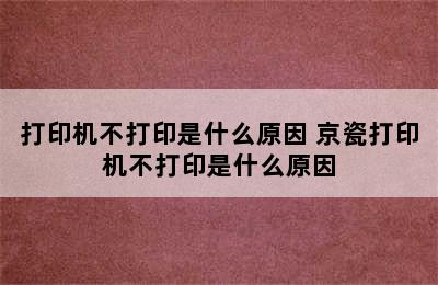 打印机不打印是什么原因 京瓷打印机不打印是什么原因